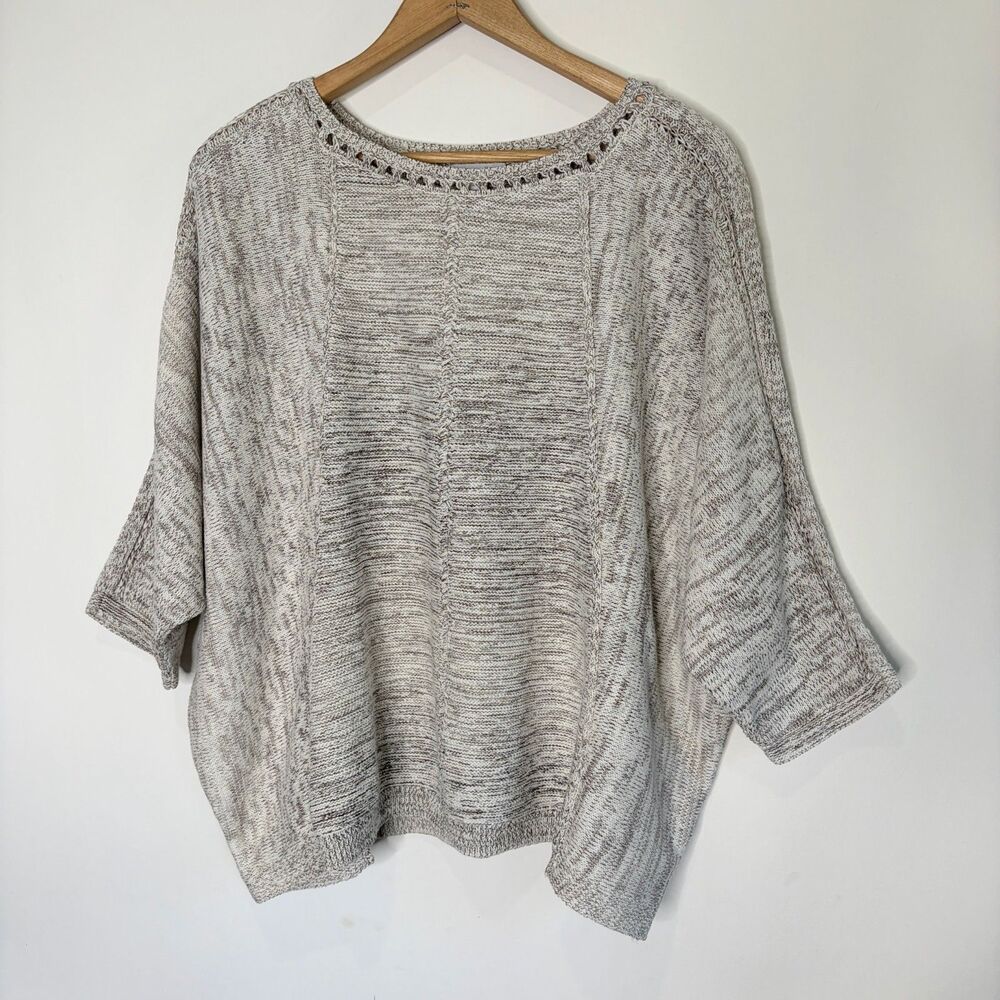 J. Jill Purejill Sweater Dolan Sleeve Oversized Gray Boho Chic Women Petite L